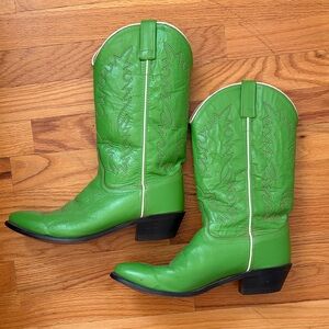 Green Heeled Cowgirl Boots (Leather)